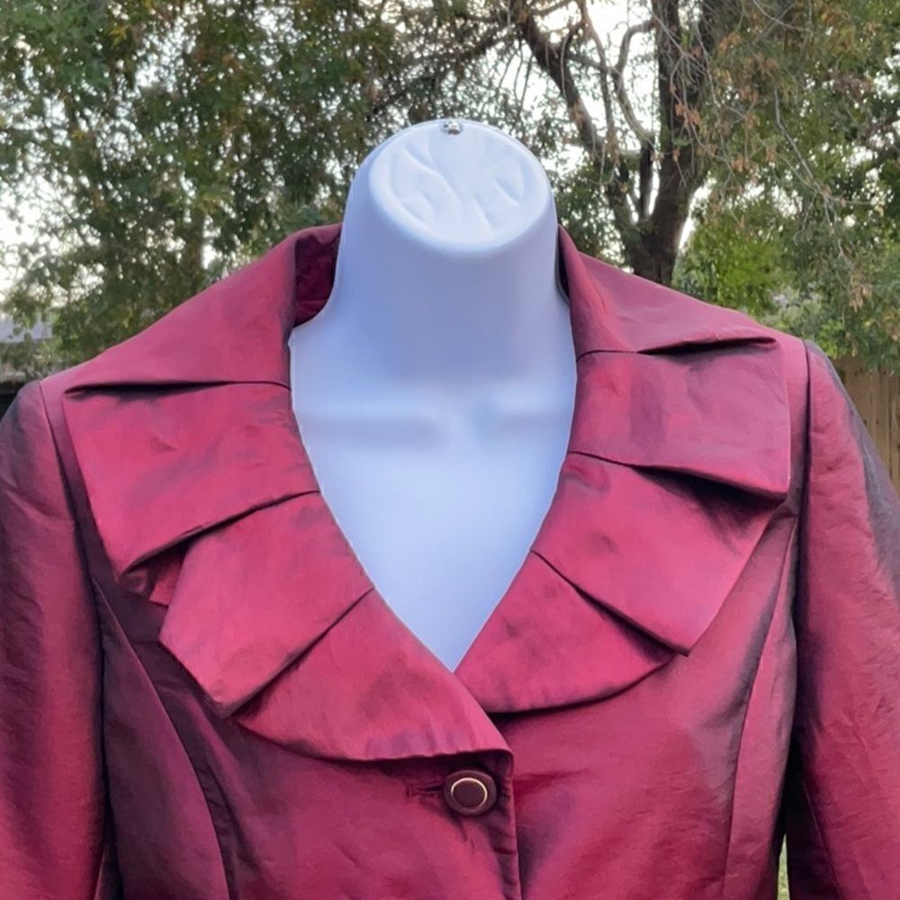 Alex Marie Burgundy Iridescent Formal Jacket, Size-2 - Picture 2 of 7